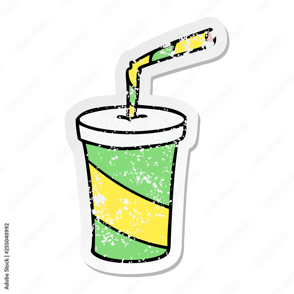 distressed sticker cartoon doodle of fastfood drink distressed sticker cartoon doodle of fastfood drink