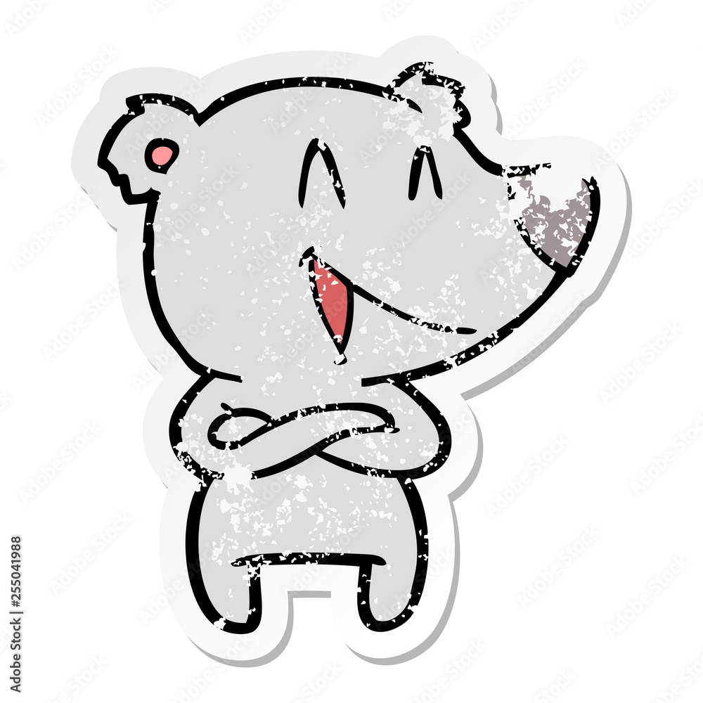 Fototapeta premium distressed sticker of a laughing bear cartoon