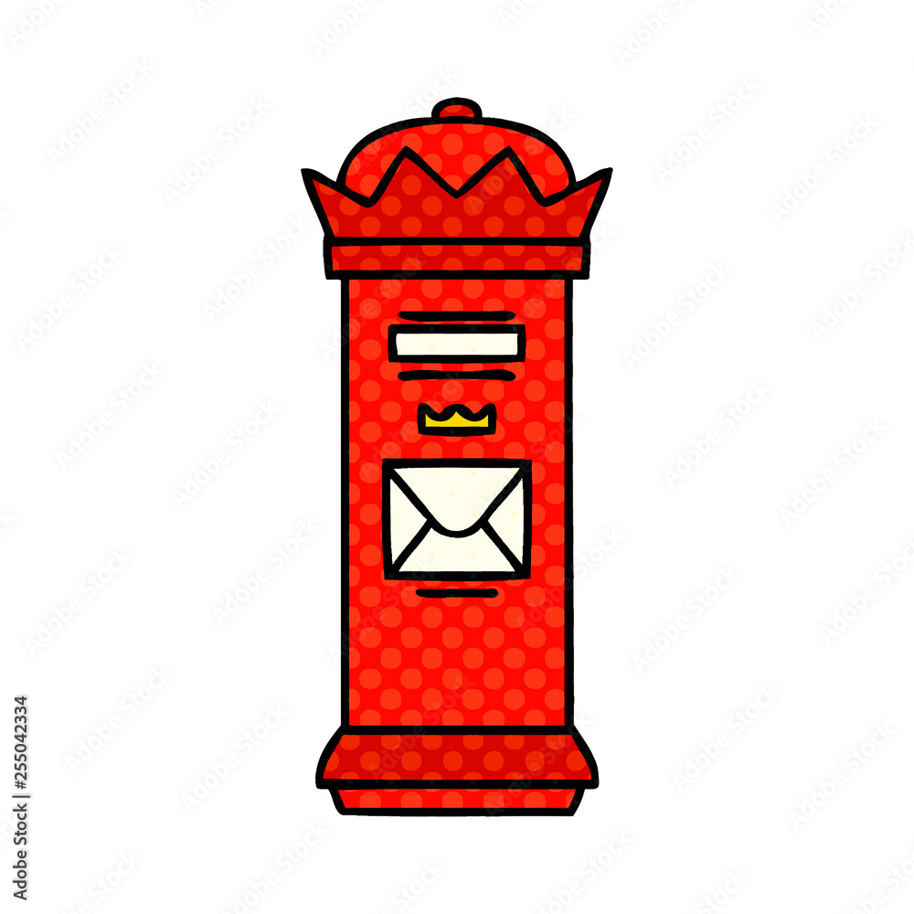 comic book style cartoon british post box comic book style cartoon british post box