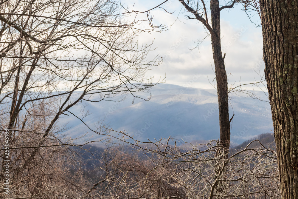 Snow covered ridge line with blue sky background in the Great Smoky Mountains Snow covered ridge line with blue sky background in the Great Smoky Mountains