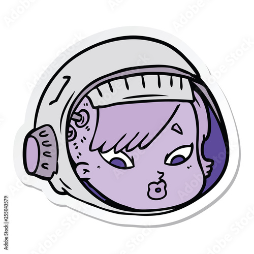 sticker of a cartoon astronaut face