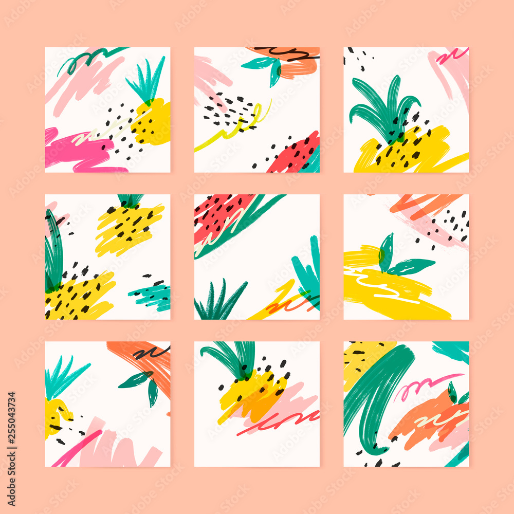 Fototapeta premium Memphis summer background collection