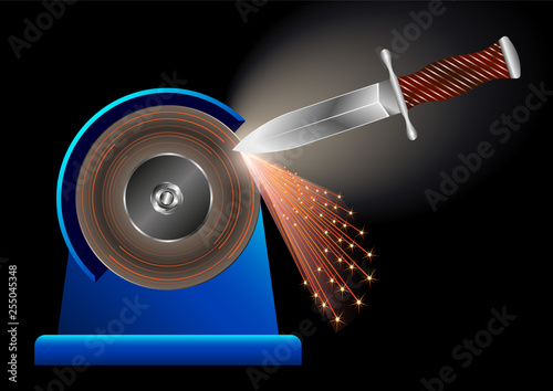 knife sharpening on a grinding machine