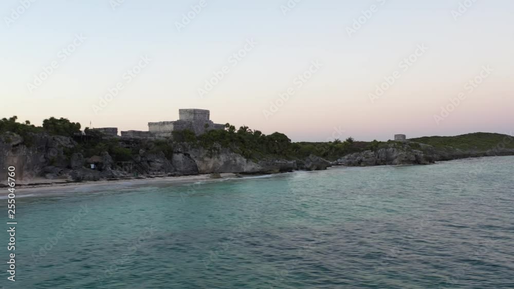 Aerial view of Tulum ruins archaeological site in Mexico on Maya Riviera on the Yucatan peninsula and Caribbean coast Aerial view of Tulum ruins archaeological site in Mexico on Maya Riviera on the Yucatan peninsula and Caribbean coast