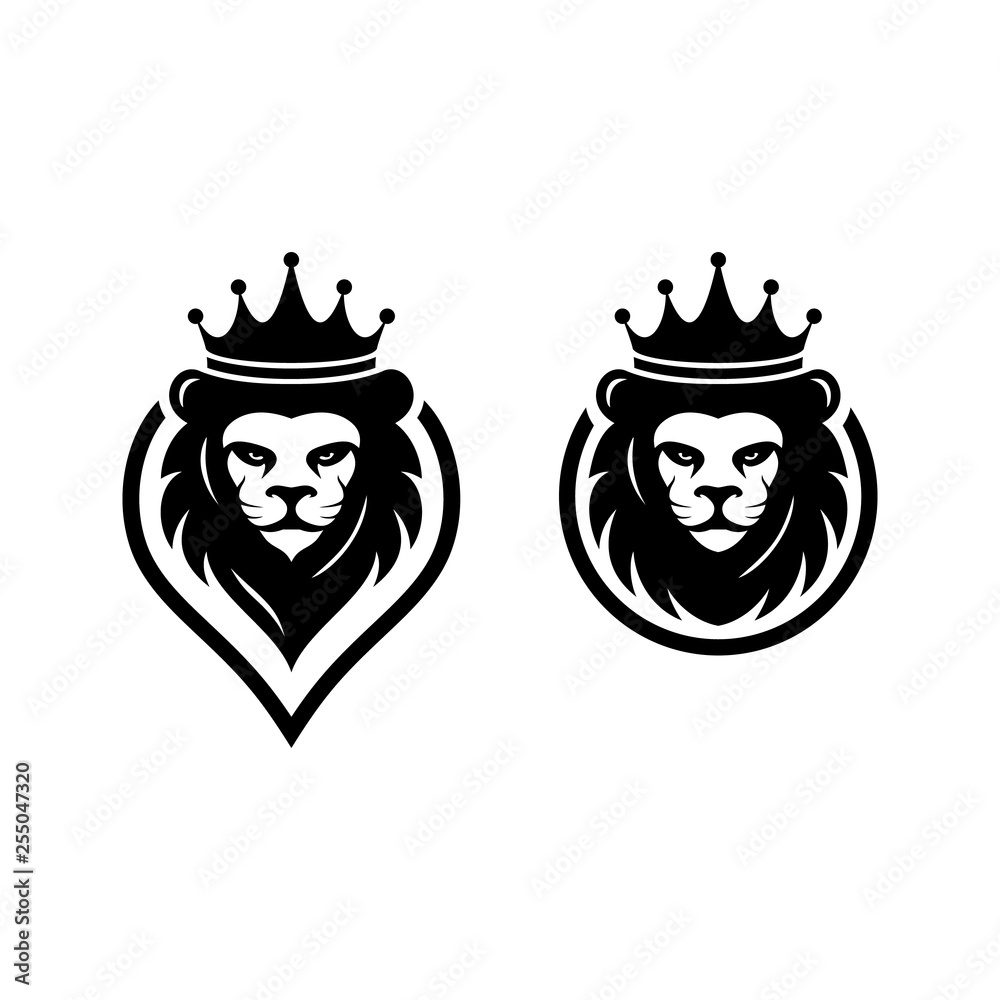 Obraz premium lion king with crown logo design vector illustration