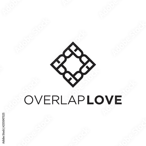 overlap love logo design vector illustration