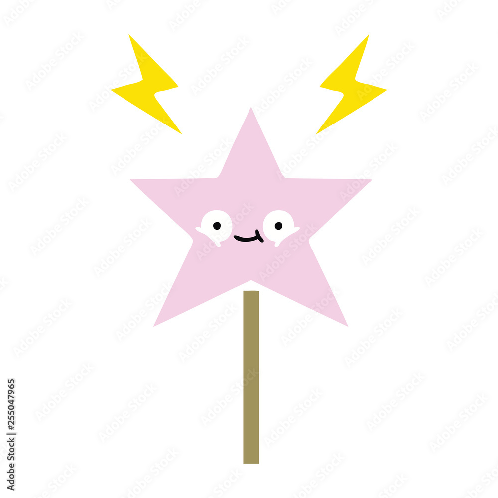 flat color retro cartoon magic wand flat color retro cartoon magic wand