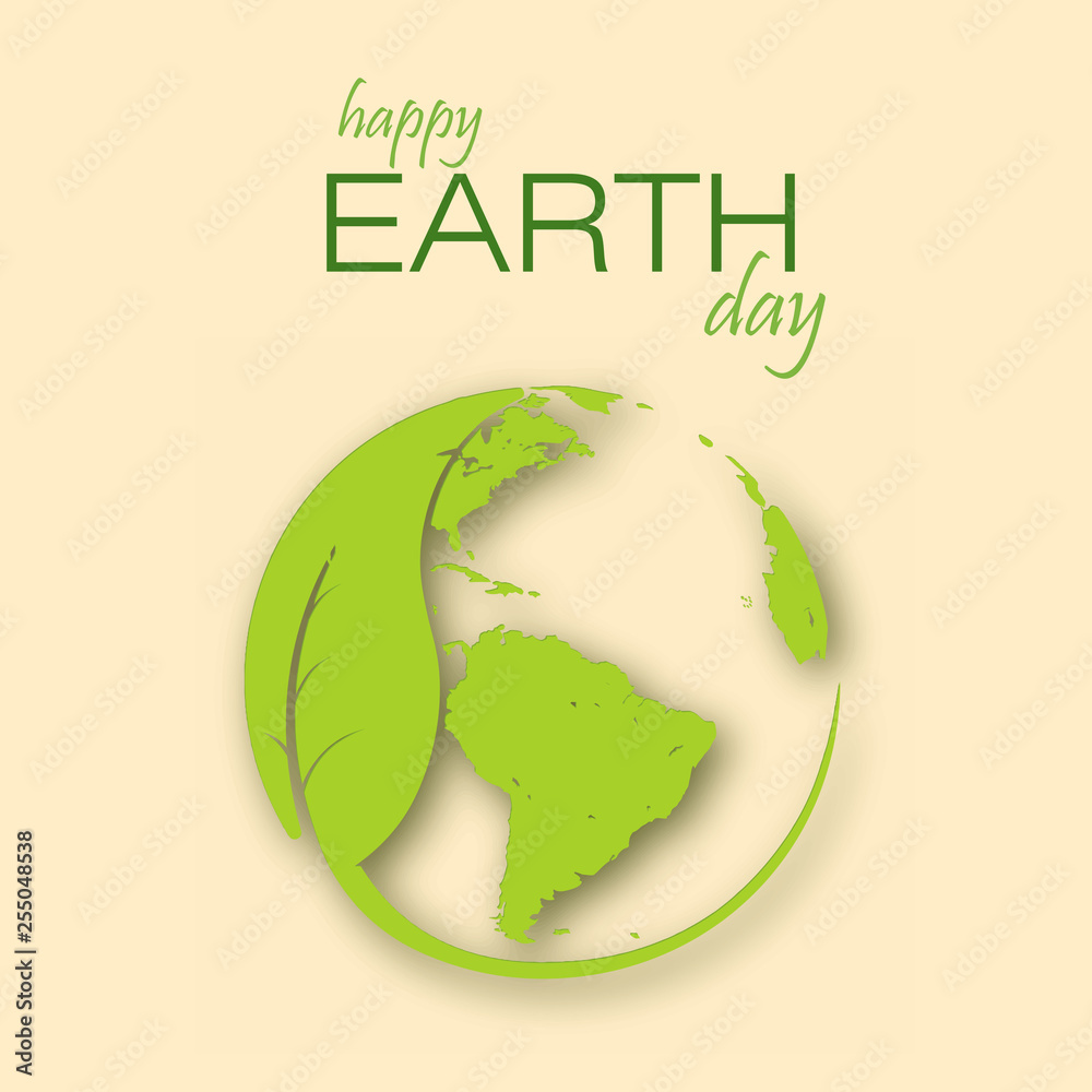 Happy Earth day card with Earth and tree. Vector Happy Earth day card with Earth and tree. Vector