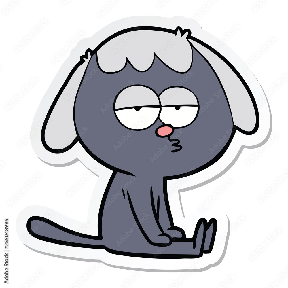 Fototapeta premium sticker of a cartoon tired dog
