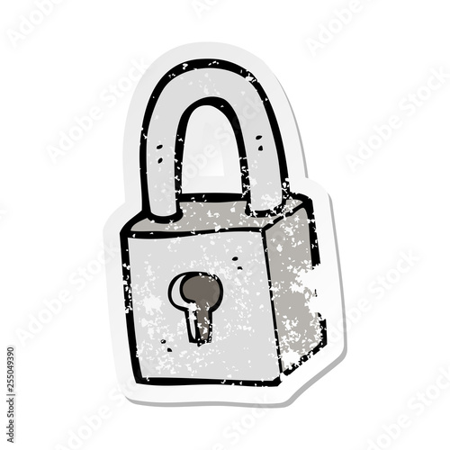 retro distressed sticker of a cartoon padlock