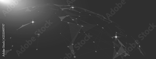 Ploygon texture global shaped social network banner template cover background