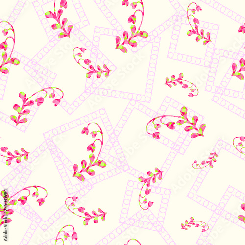yellow flowers with abstract frame on a light pink color
