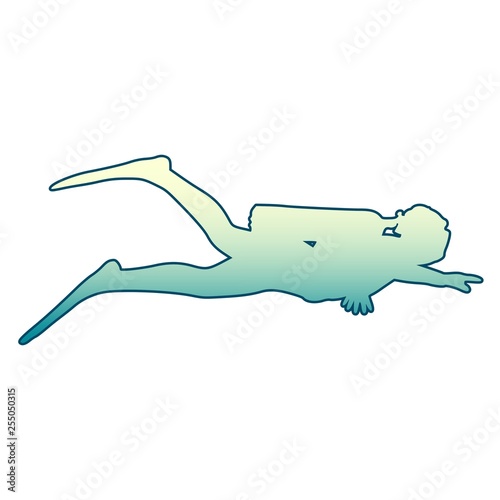 Silhouette of diver. Outline web icon of diver. The concept of sport diving.