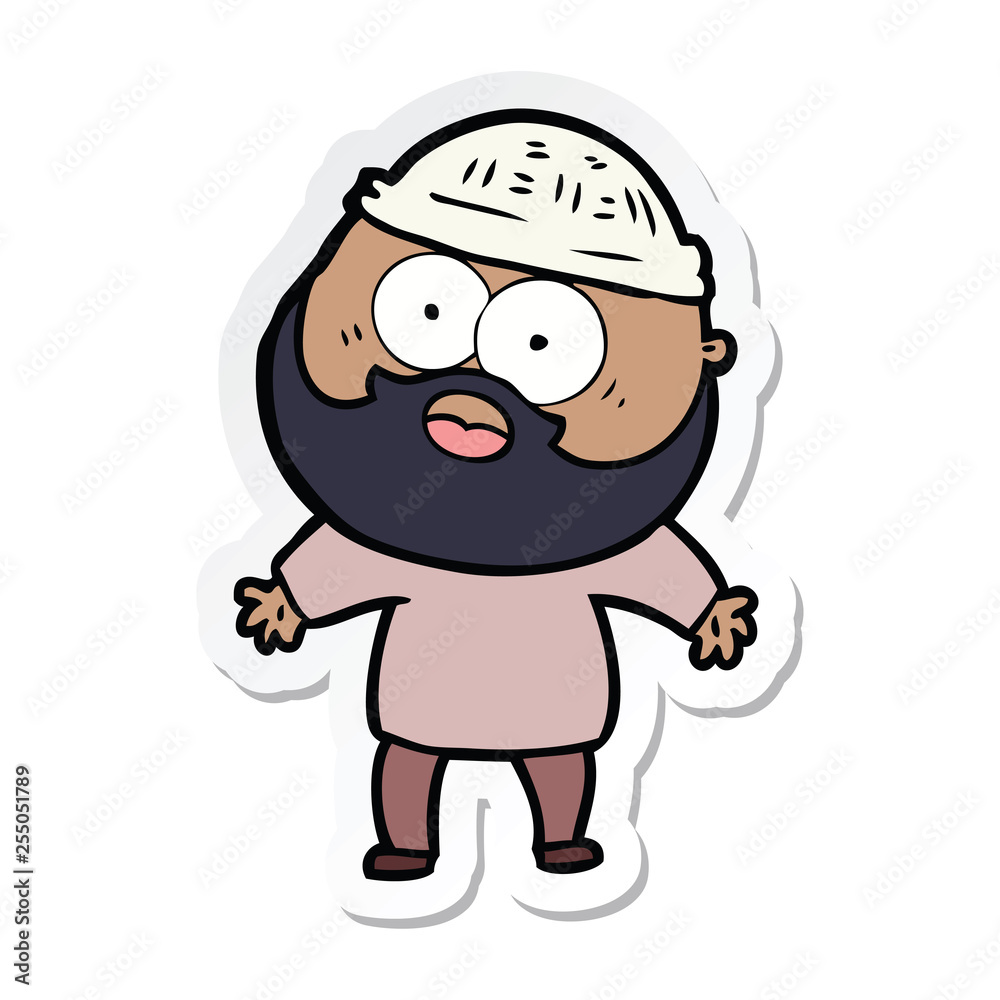 sticker of a cartoon bearded man sticker of a cartoon bearded man