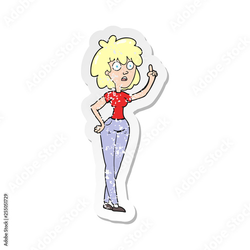 retro distressed sticker of a cartoon woman