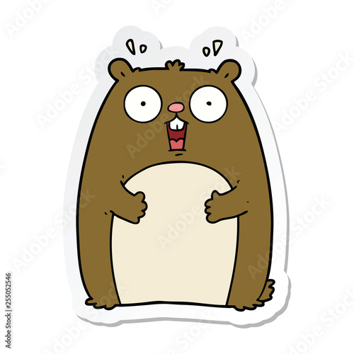 sticker of a cartoon shocked ground hog