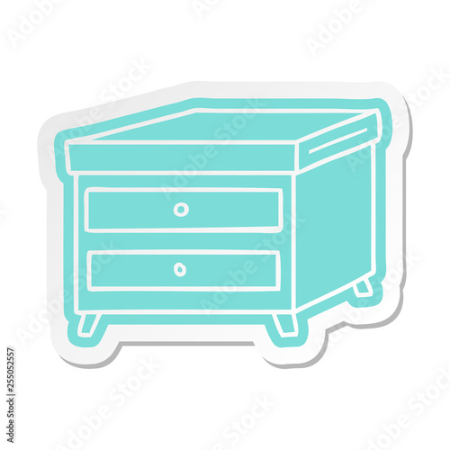 cartoon sticker of a bedside table