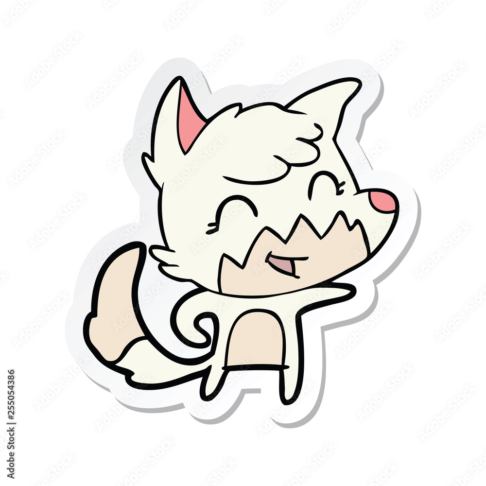 sticker of a happy cartoon fox sticker of a happy cartoon fox