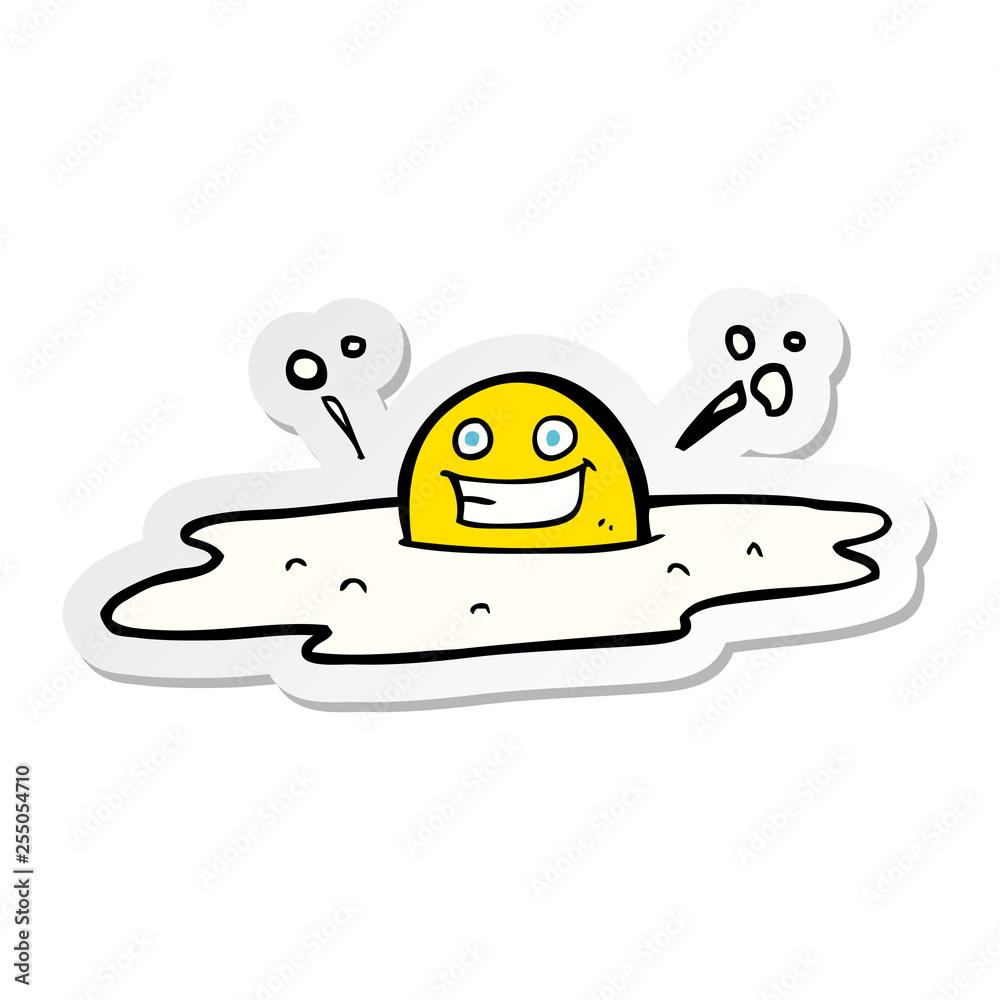 Fototapeta premium sticker of a happy cartoon fried egg