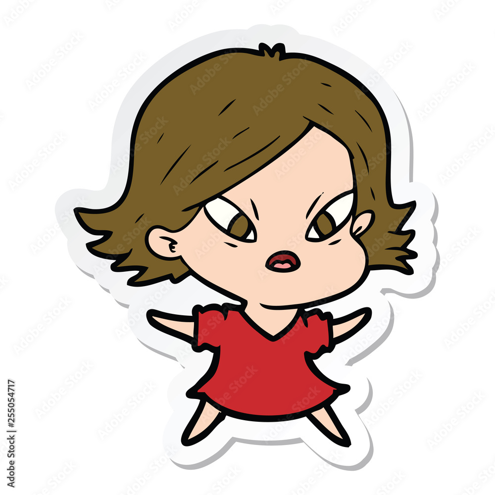 sticker of a cartoon stressed woman sticker of a cartoon stressed woman