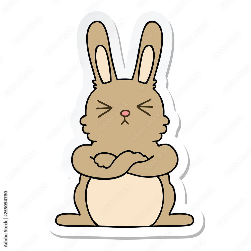 sticker of a quirky hand drawn cartoon rabbit sticker of a quirky hand drawn cartoon rabbit