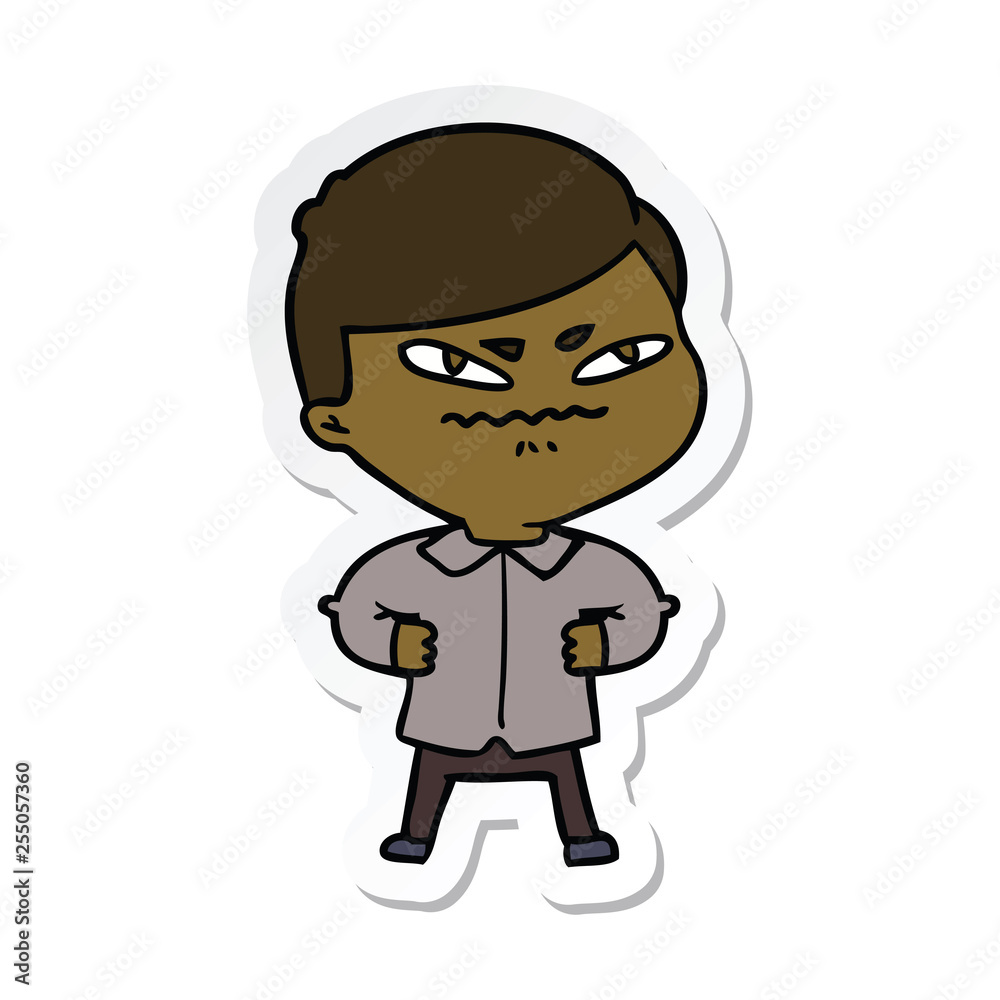 sticker of a cartoon angry man