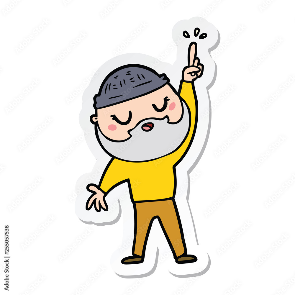 sticker of a cartoon man with beard sticker of a cartoon man with beard