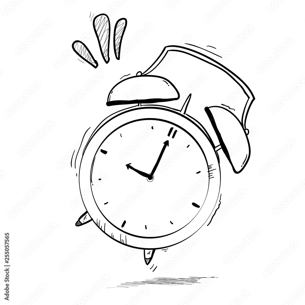 doodle hand drawn Alarm clock sketch vector Stock Vector Adobe Stock