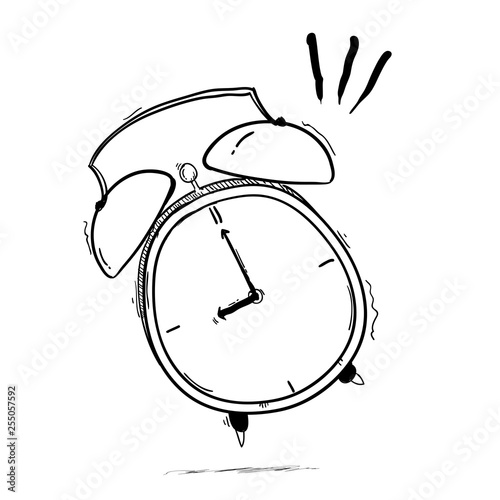 doodle hand drawn Alarm clock sketch vector