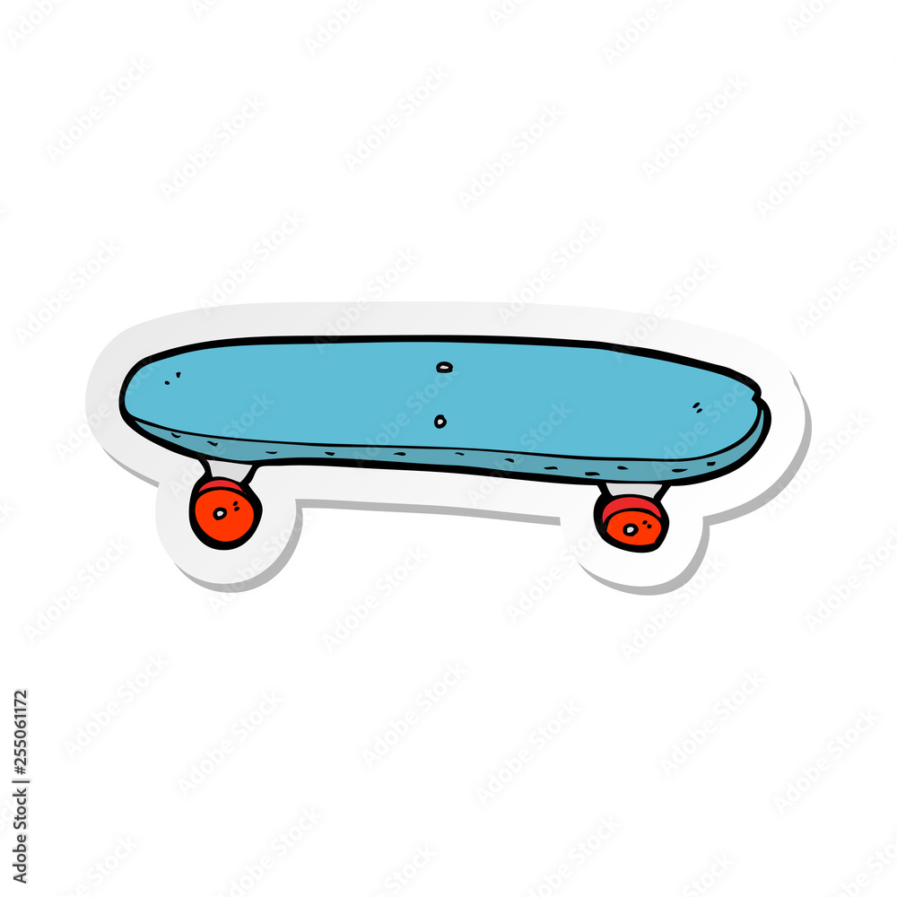 sticker of a cartoon skateboard sticker of a cartoon skateboard