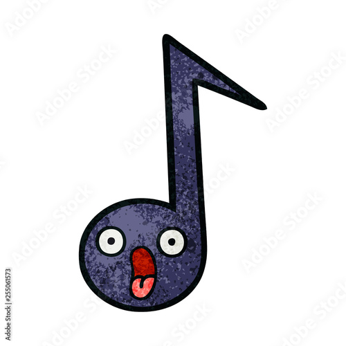 retro grunge texture cartoon musical note
