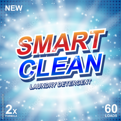 Smart clean soap banner ads design. Laundry detergent fresh clean Template. Washing Powder or Liquid Detergents Package design. Vector illustration
