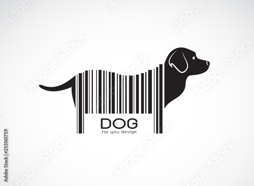 Vector of labrador dog on the body is a barcode. Animals. Pet. Easy editable layered vector illustration.