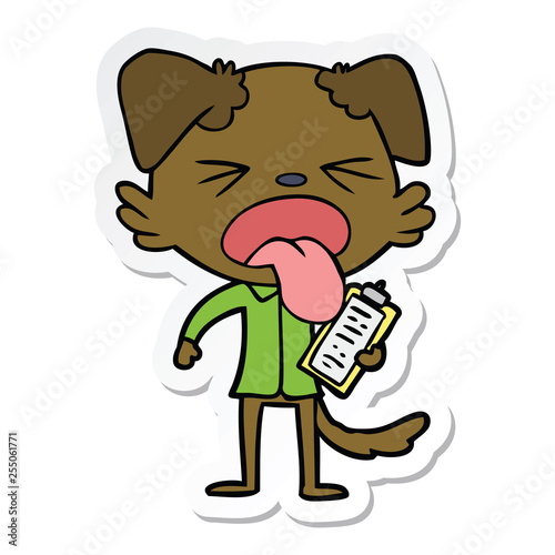 sticker of a cartoon disgusted dog