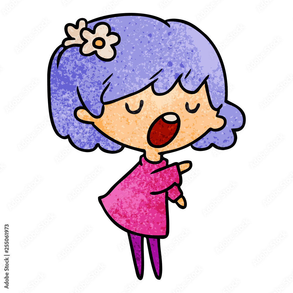textured cartoon of a cute kawaii girl textured cartoon of a cute kawaii girl