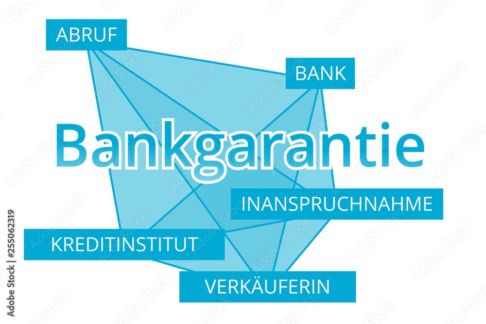Bankgarantie - Begriffe verbinden, Farbe blau