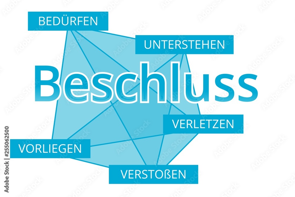 Beschluss - Begriffe verbinden, Farbe blau