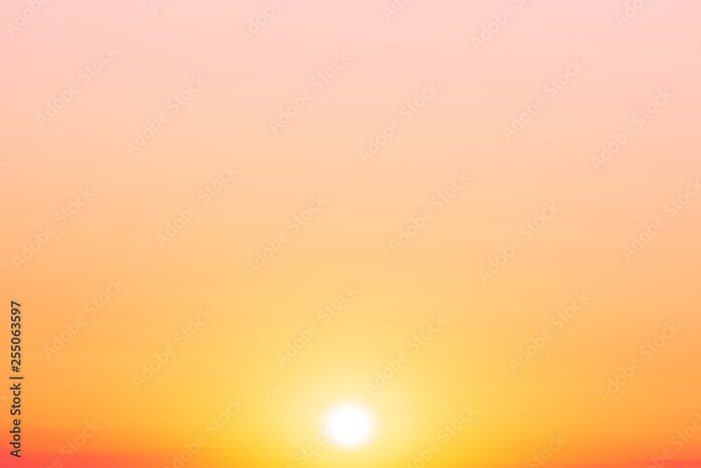 Beautiful pastel sky with the sun - pink background with copy space for text or image