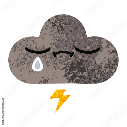 retro illustration style cartoon storm cloud