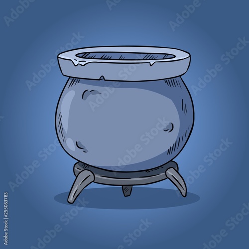 Magic cauldron illustration. Hand drawn witchcraft design. Halloween symbol