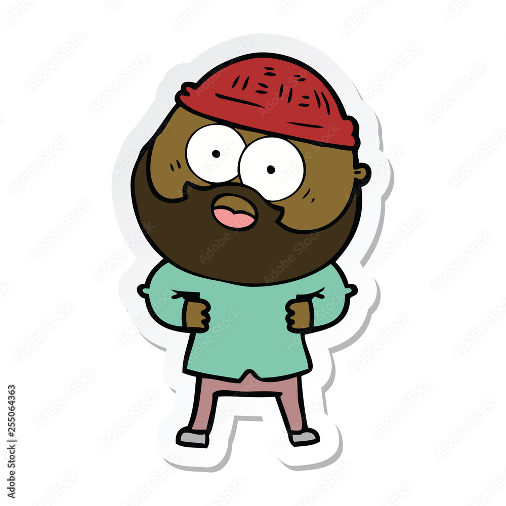 sticker of a cartoon bearded man