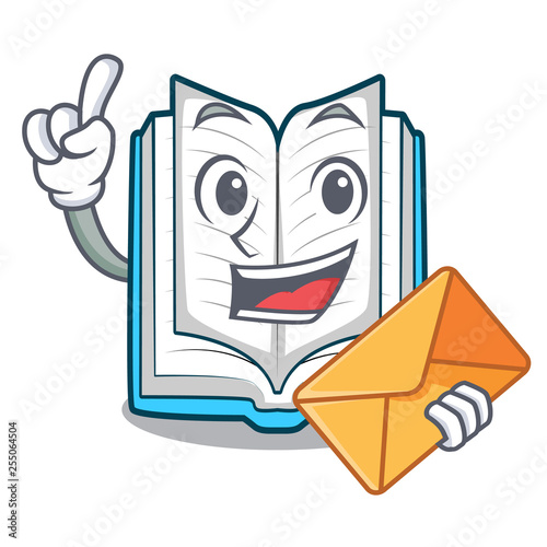 With envelope opened book isolated in the character