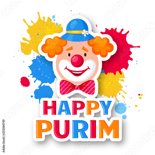 Happy Purim - greeting card for Jewish holiday. Vector.