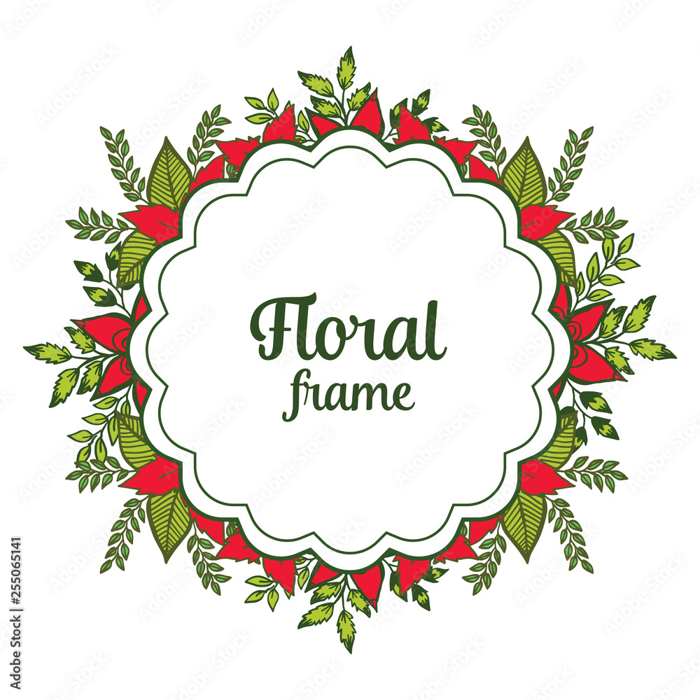Vector illustration decor style red floral frame Vector illustration decor style red floral frame