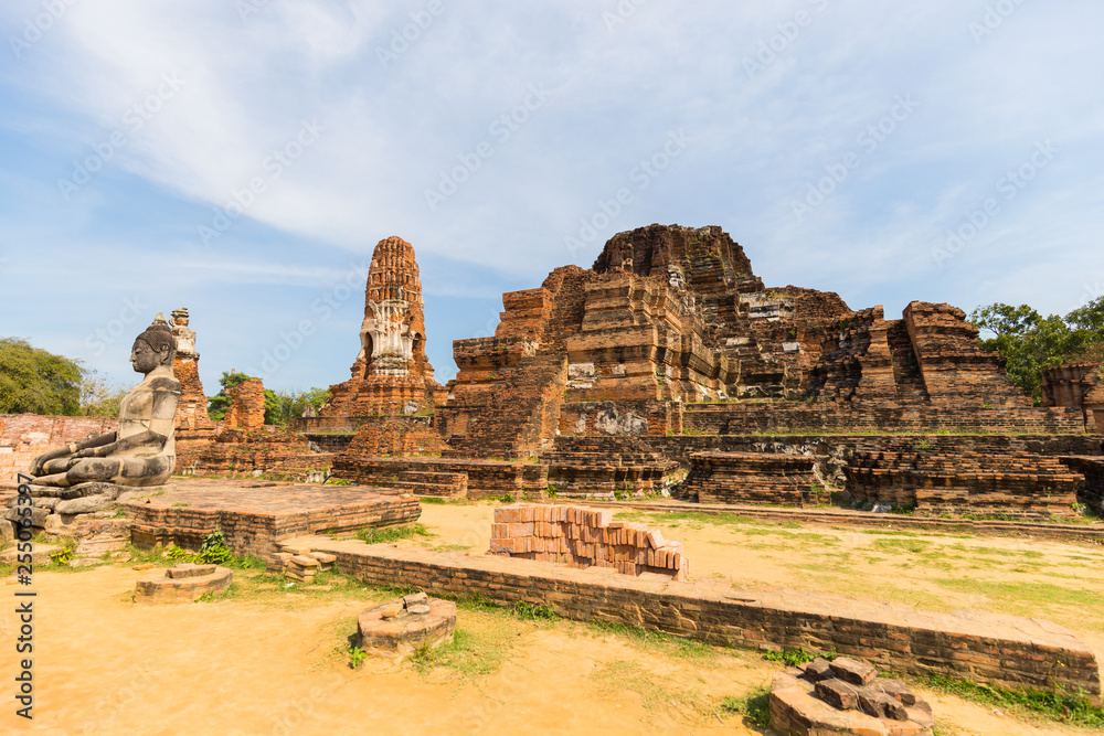 Ayutthaya Historical Park covers the ruins of the old city of Ayutthaya,  Wat Mahathat.