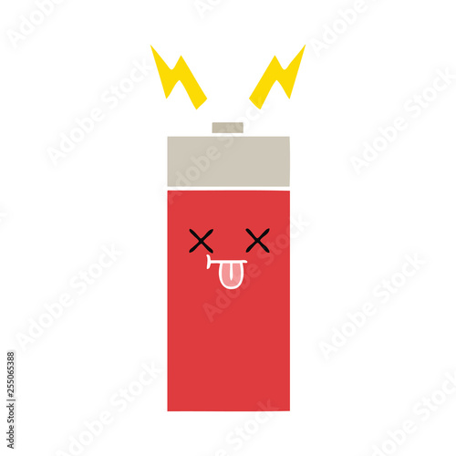 flat color retro cartoon battery