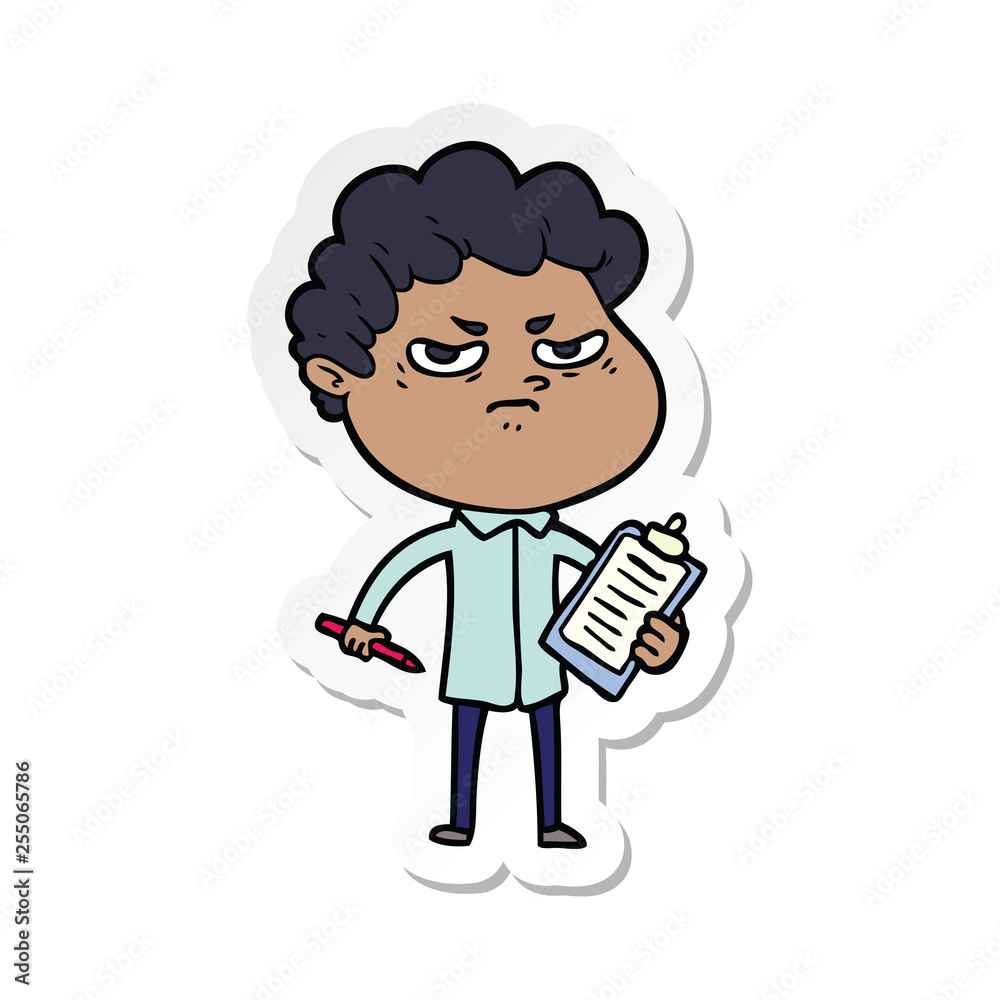 sticker of a cartoon angry man sticker of a cartoon angry man