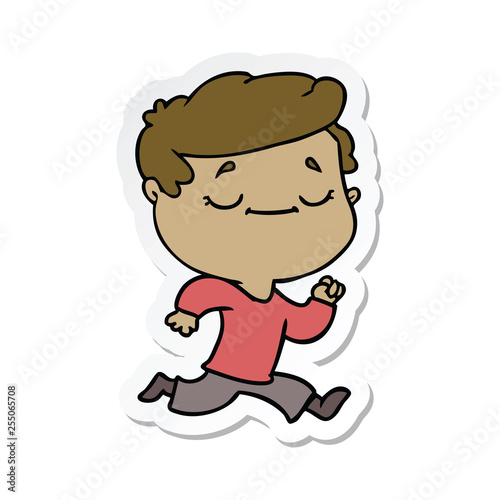 sticker of a cartoon peaceful man running © lineartestpilot