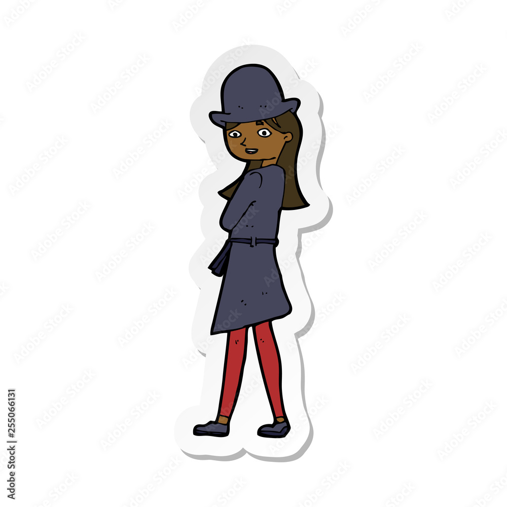 sticker of a cartoon female spy sticker of a cartoon female spy