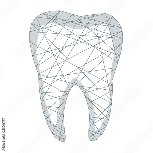 Tooth polygonal genetic engineering abstract background. The isolated concept of  dental and orthodontics consists of low poly wireframe, geometry triangle, lines, dots, polygons, shapes.